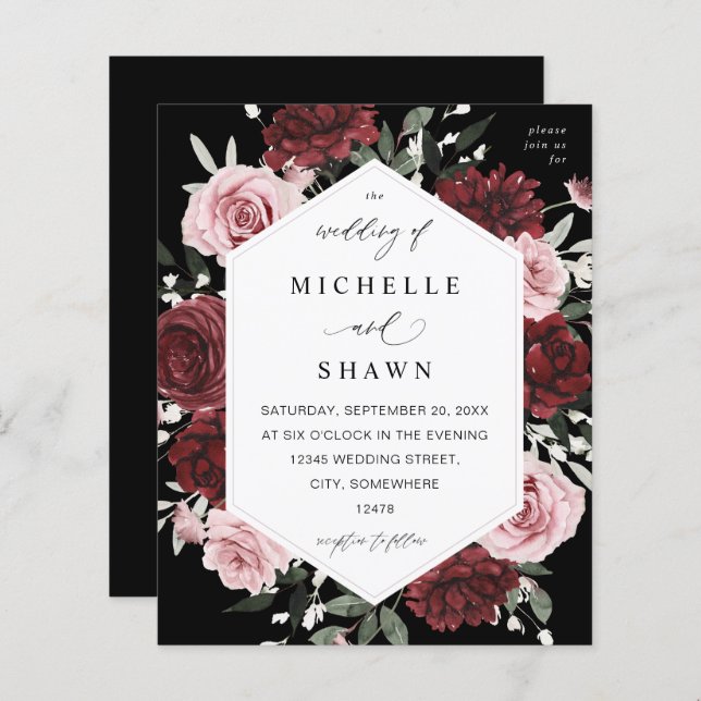 Budget Burgund & Blush Pink 6 Blütenrot - Schwarz (Vorne/Hinten)