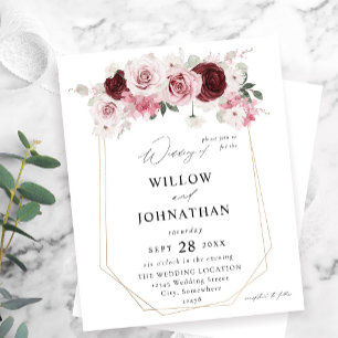 Budget Burgund & Blush Pink 6 Ele Floral Wedding