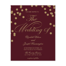 Budget Burgund Glitzer Confetti Einladung