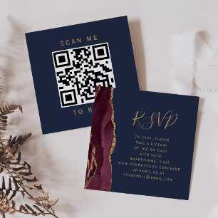 Budget Burgund Gold Achat Navy QR Code RSVP Begleitkarte