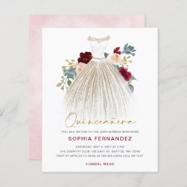 Budget Burgund Gold Glitzer Kleid Quinceañera