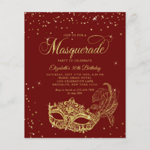 BUDGET Burgund Gold Glitzer Masquerade Geburtstag