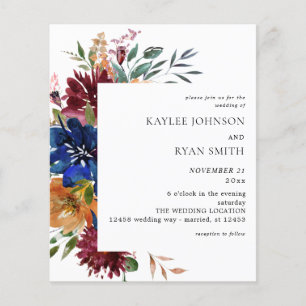 Budget Burgund & Marine Herbst-Blumenhochzeit V2 Flyer