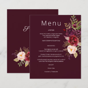 Budget Burgund Marsala & Rosa Floral Menü- Burg 1