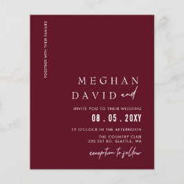 Budget Burgund Moderne Hochzeitseinladung