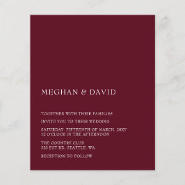 Budget Burgund Moderne Hochzeitseinladung