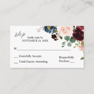 Budget Burgund, Navy & Pink 2SM No Meal UAWG Note Begleitkarte