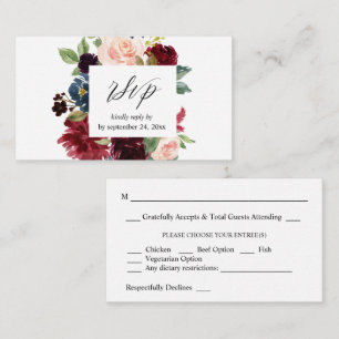 Budget Burgund, Navy & Pink Floral 2SM UAWG Begleitkarte