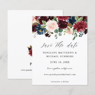 Budget Burgund & Pink Floral Save the Date