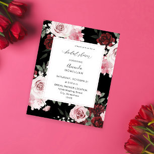 Budget Burgund & Rosa 6 Florale Hochzeitsdusche B Flyer