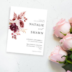 Budget Burgund & Rosa Blumen 8A Hochzeit Flyer