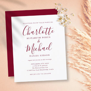 Budget-Burgund-Schrift-Hochzeitseinladung
