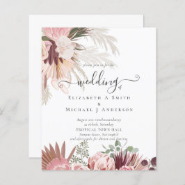 BUDGET Burgund Wein Pampas Grass Tropische Hochzei