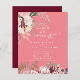 BUDGET Burgund Wein Pampas Grass Tropische Hochzei