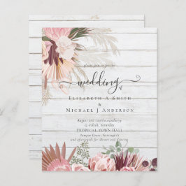 BUDGET Burgund Wein Pampas Grass Tropische Hochzei