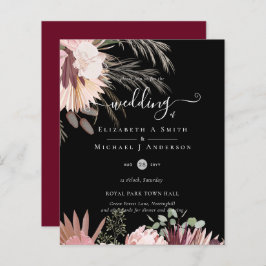 BUDGET Burgund Wein Pampas Grass Tropische Hochzei