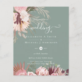 BUDGET Burgund Wein Pampas Grass Tropische Hochzei Flyer