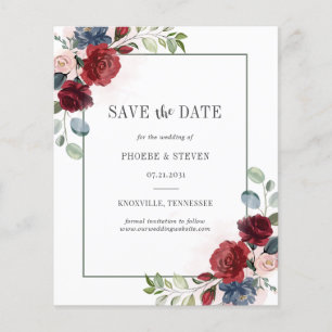 Budget Burgund Weinblumen-Aquarell zur Speicherung Flyer