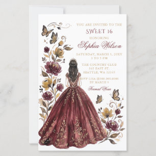 Budget-Burgunder-Blumen-Schmetterling-Prinzessin S