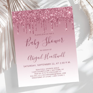 Budget-Burgunder-Glitzer-Einladung zur Babyparty