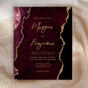Budget Burgunder Gold Achat Schrift Hochzeitseinla