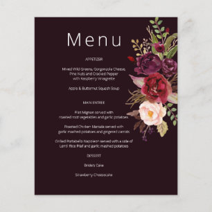 Budget Burgunder Marsala & Rosa Floral Menü- Burg  Flyer