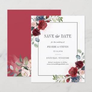 Budget Burgundy Blumengrün Save the Date