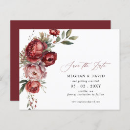 Budget Burgundy Blush Bloral Save the Date