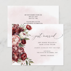 Budget Burgundy Blush Bloral Wedding Ankündigung