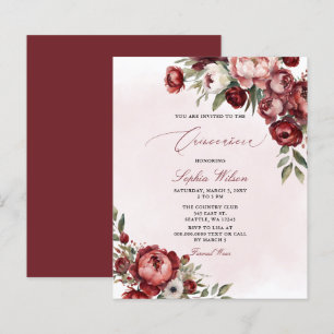 Budget Burgundy Blush Floral Quinceañera Einladung