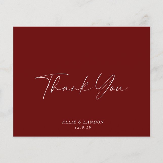 BUDGET Burgundy Danke Karte (Vorne)