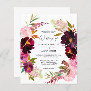 Budget Burgundy Dusty Pink Floral 5 Hochzeitspapie