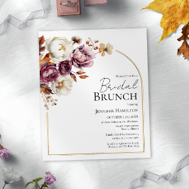 Budget Burgundy Fall Bridal Brunch Einladung