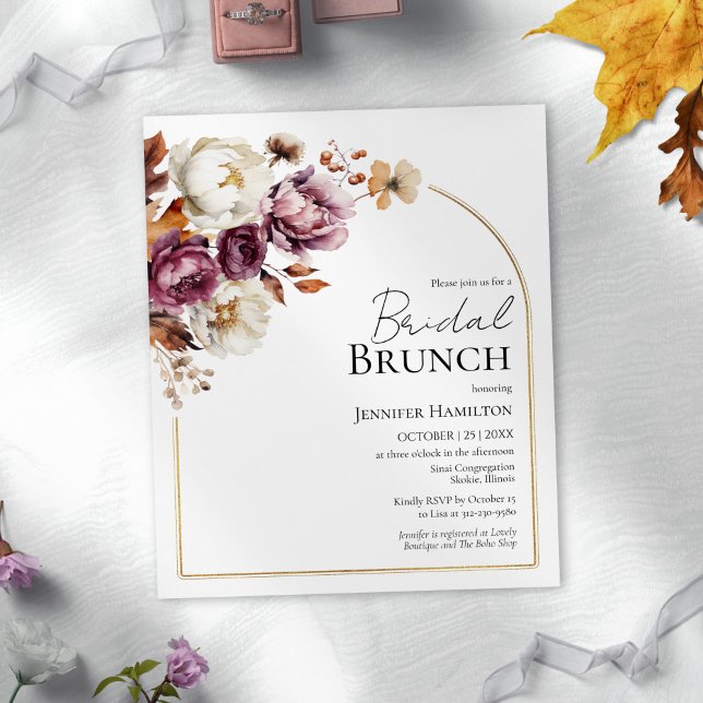 Budget Burgundy Fall Bridal Brunch Einladung (Von Creator hochgeladen)