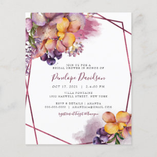 Budget Burgundy Fall Floral Brautparty Einladung