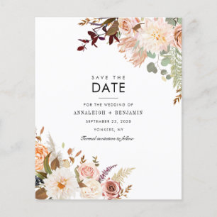Budget Burgundy Floral Eukalyptus Save the Date
