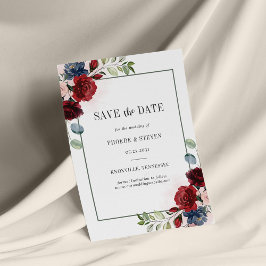 Budget Burgundy Floral Rustikal Save the Date Flyer