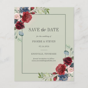 Budget Burgundy Floral Rustikal Save the Date Flyer