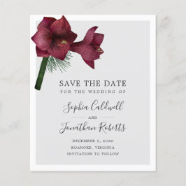 Budget Burgundy Floral Wedding Save the Date