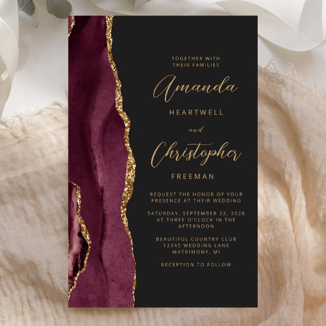 Budget Burgundy Gold Agate Dark Wedding (Von Creator hochgeladen)