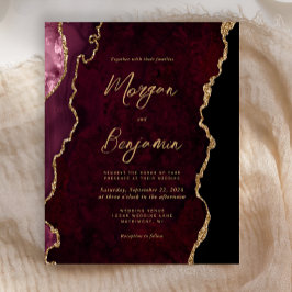 Budget Burgundy Gold Agate Script Einladung