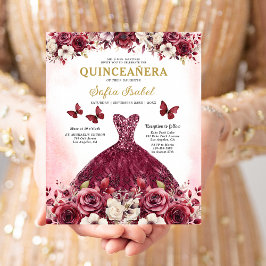 Budget Burgundy Gold Bilingual Spanish Quinceanera