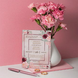 Budget Burgundy Gold & Blush Pink Blumenzwiebelhoc Save The Date