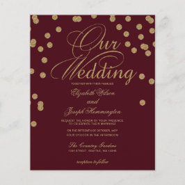 Budget Burgundy Gold Confetti Hochzeit Einladung