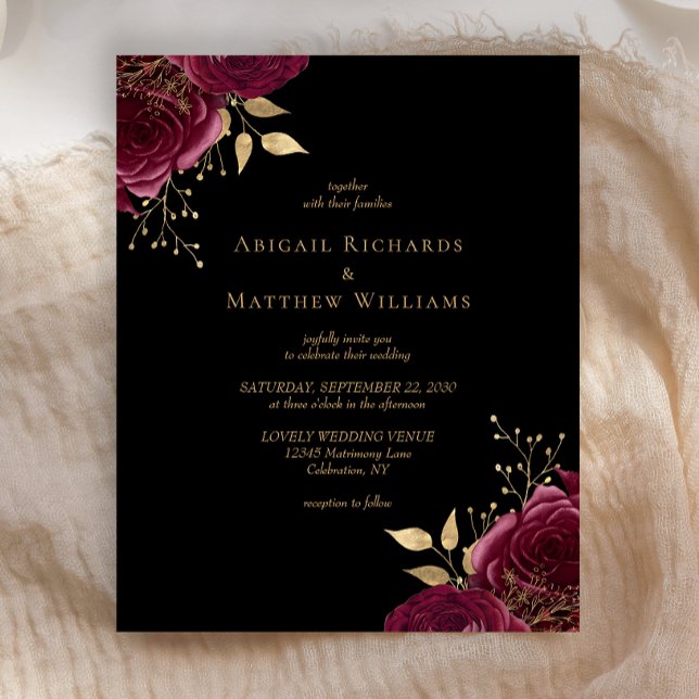 Budget Burgundy Gold Floral Black Wedding (Von Creator hochgeladen)