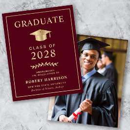 Budget Burgundy Gold Foto Abschluss Ankündigung