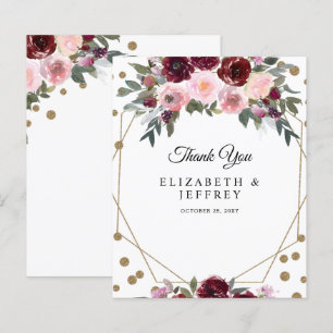 Budget Burgundy Gold Glitzer Geometric Vielen Dank