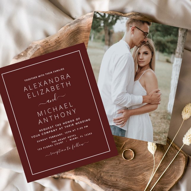 Budget Burgundy Hochzeit mit Foto Einladung Flye Flyer (Von Creator hochgeladen)