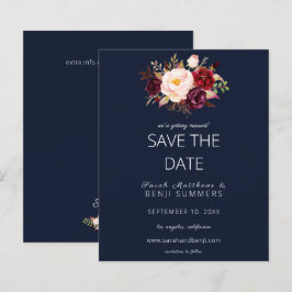 Budget Burgundy Marsa Floral Save the Date - Blau