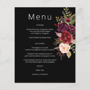 Budget Burgundy Marsala & Pink Blumenmenü - Schwar Flyer